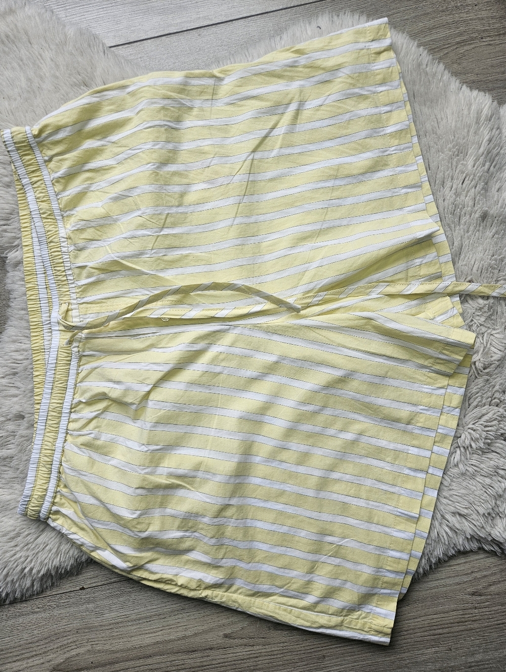Zara Yellow and White Striped Poplin Pajama Shorts Size L🔥